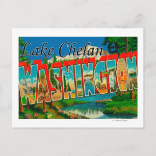 Lake Chelan, Washington - Large Letter Scenes Briefkaart