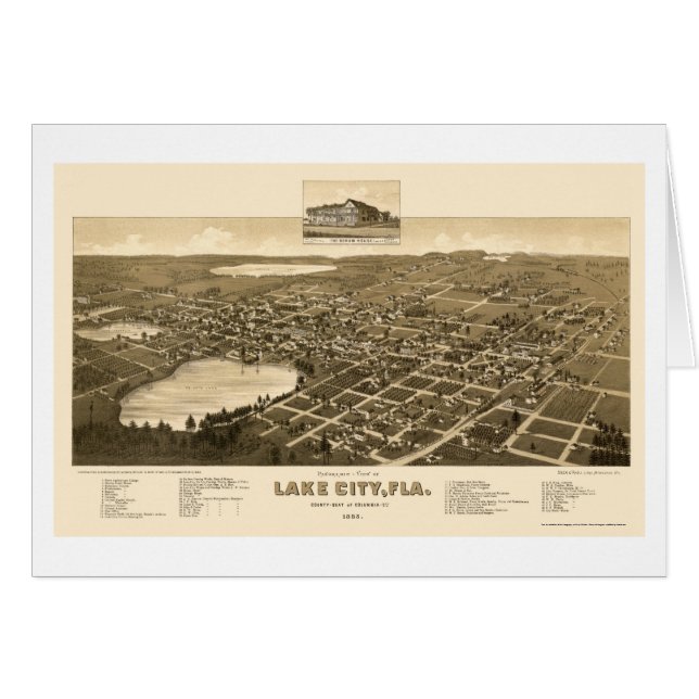 Lake City, FL Panoramic Map - 1885 (Voorkant Horizontaal)
