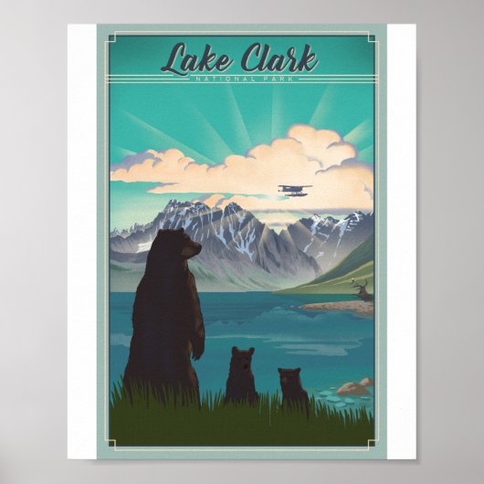 Lake Clark Nationaal Park Litho Kunstwerk Poster (Voorkant)