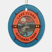 Lake Clark National Park Brown Beer Retro Compass Keramisch Ornament (Links)