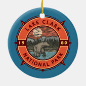 Lake Clark National Park Brown Beer Retro Compass Keramisch Ornament (Achterkant)
