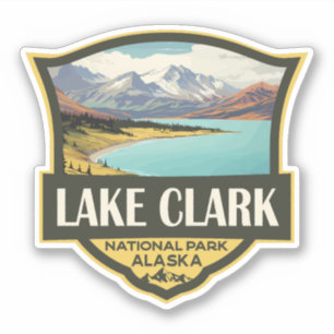 Lake Clark National Park Illustratie Reiskunst Sticker