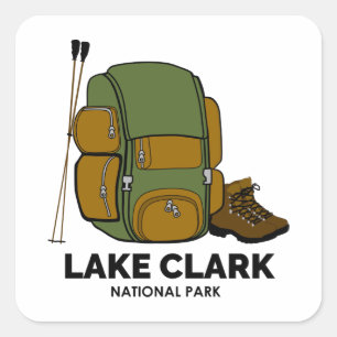 Lake Clark National Park rugzak Vierkante Sticker