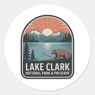 Lake Clark National Park Vintage Badge Ronde Sticker