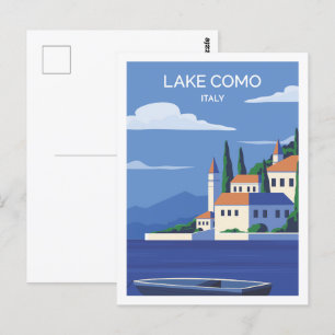 Lake Como Italië Beroemde Reisplaats Illustratie Briefkaart