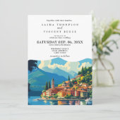 Lake Como Italië bruiloft uitnodiging Retro (Staand voorkant)