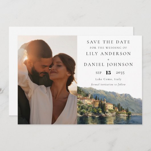 Lake Como Italië Fotobestemming Trouwen Save The Date (Voorkant / Achterkant)