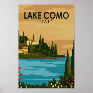 Lake Como Italië Retro Poster