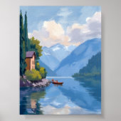 Lake Como, Italië Schilderen Art Poster Print (Voorkant)