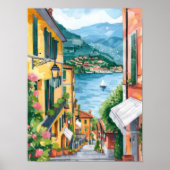 Lake Como Print Lake Como Poster Como Illustration (Devant)