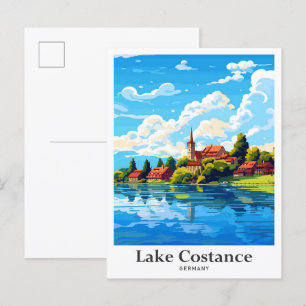 Lake Costance Germany Travel Portret Illustratie Briefkaart