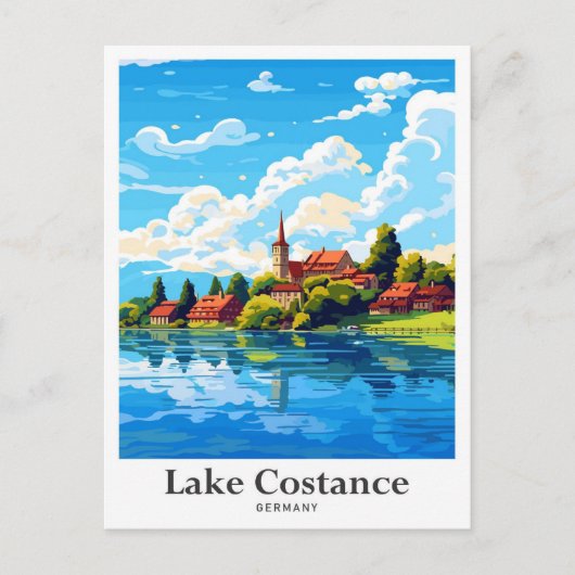 Lake Costance Germany Travel Portret Illustratie Briefkaart (Voorkant)