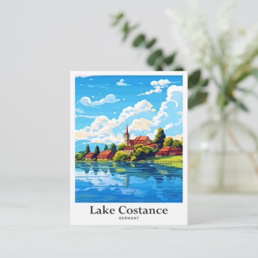 Lake Costance Germany Travel Portret Illustratie Briefkaart (Staand voorkant)
