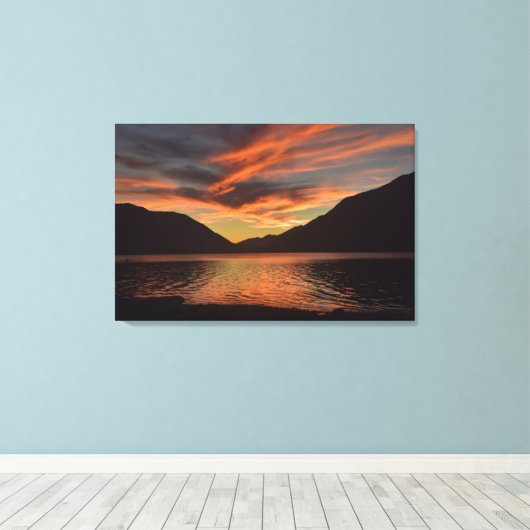 Lake Crescent bij Sunset Canvas Afdruk (Insitu (Houten vloer))