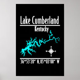 Lake Cumberland Kentucky Kustlijn Kaart Coördinate Poster