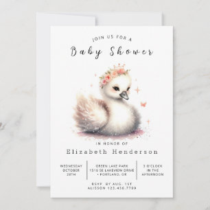 Lake Custom Swan Baby shower Kaart