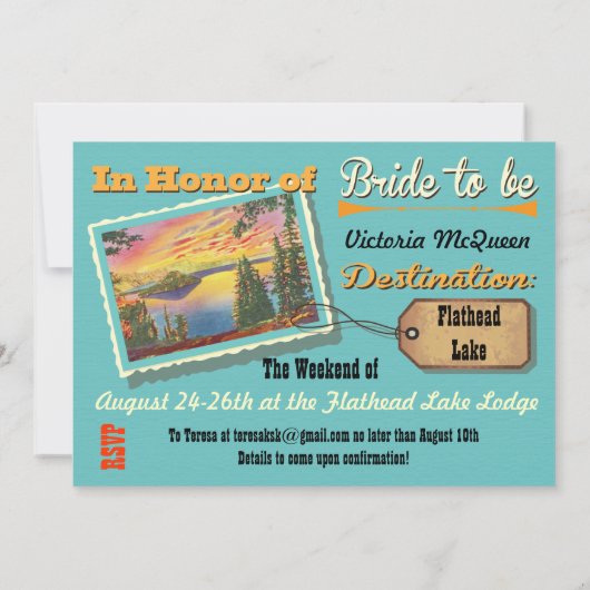 Lake Destination Bachelorette Week-end Invitation (Dos)