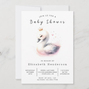 Lake Digital Swan Baby Shower Kaart