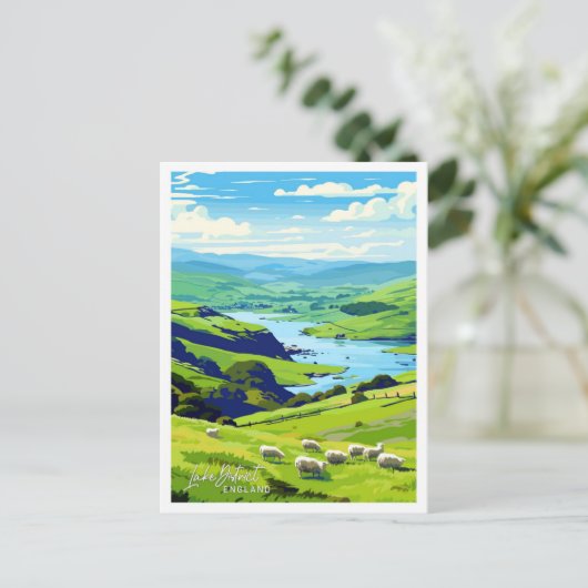 Lake District Engeland Reizen illustratie Briefkaart (Staand voorkant)