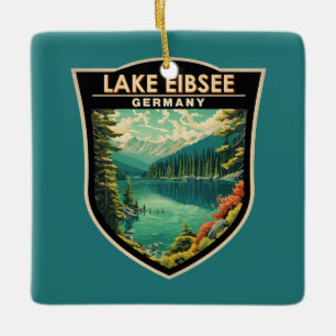 Lake Eibsee Duitsland Reiskunst Vintage Keramisch Ornament