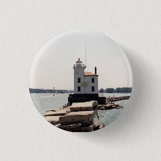 Lake Erie Lighthouse Ronde Button 3,2 Cm (Voorkant)