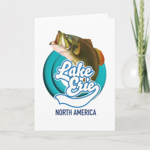 Lake Erie Noord-Amerika vissen logo Feestdagen Kaart