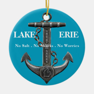 Lake Erie Patriottische Amerikaanse vlag anker pir Keramisch Ornament