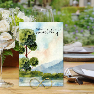 Lake Evergreen Aquarel Bruiloft Bewerkbaar Kaart