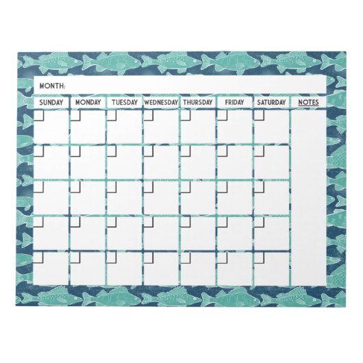 Lake Fish Calendar Notitieblok (Voorkant)