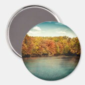 Lake Forest Trees Water Monogram Initiaal Magnet Magneet (Voorkant / Achterkant)