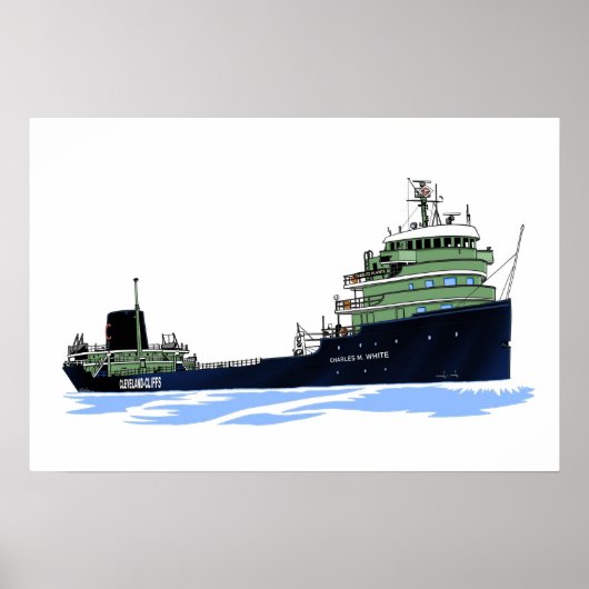 Lake Freighter Charles White Cliffs Poster (Voorkant)
