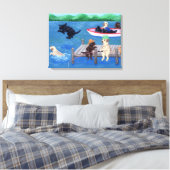 Lake Fun Labradors Schilderen Canvas Afdruk (Insitu (Slaapkamer))
