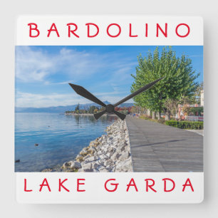 Lake Garda Bardolino vierkante wandklok Klok