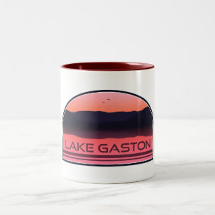 Lake Gaston North Carolina Virginia Rode Zonsopgan Tweekleurige Koffiemok