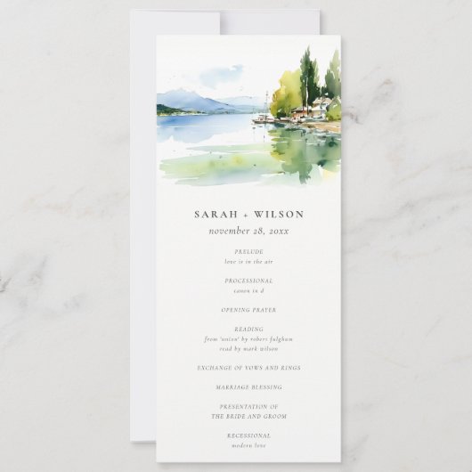 Lake Geneva Switzerland Landscape Wedding Program Kaart (Voorkant)