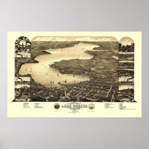 Lake Genève, WI Panoramic Map - 1882 Poster