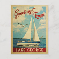 Lake George Briefkaart Sailboat New York