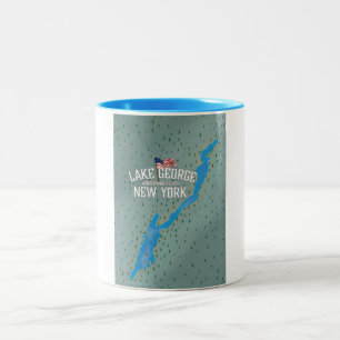 Lake George New York Kaart Tweekleurige Koffiemok