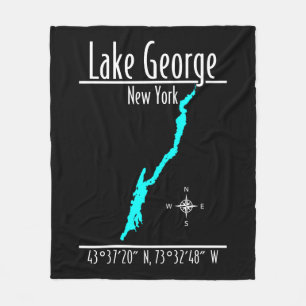 Lake George New York Kaart Vloerendeken Fleece Deken