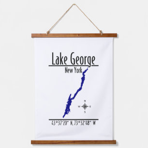 Lake George New York Kustlijn Kaart Coördinaten Hangend Wandkleed