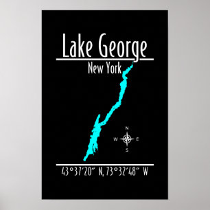 Lake George New York Kustlijn Kaart Coördinaten Poster