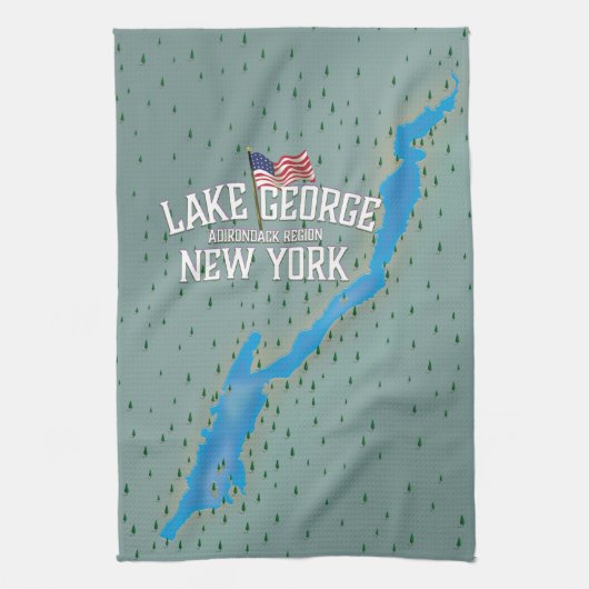 Lake George New York Map Theedoek (Verticaal)