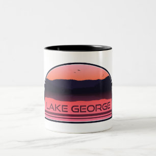 Lake George New York Red Sunrise Tweekleurige Koffiemok