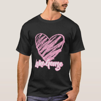 Lake George New York vakantie liefde roze hart T-shirt