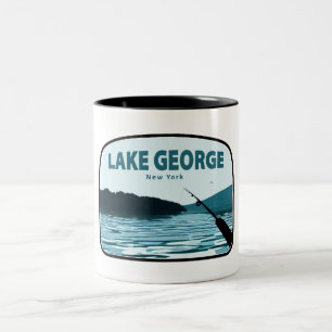 Lake George New York Vissen Rod Tweekleurige Koffiemok
