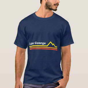 Lake George NY   Retro Vintage Style Mountains T-shirt