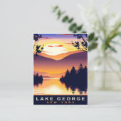 Lake George, NY, Romantische zonsondergang, Reizen Briefkaart (Staand voorkant)
