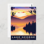 Lake George, NY, Romantische zonsondergang, Reizen Briefkaart (Voorkant / Achterkant)