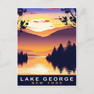 Lake George, NY, Romantische Zonsondergang, Reizen Briefkaart