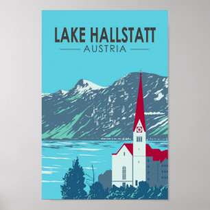 Lake Hallstatt Oostenrijk Reizen Kunst Vintage Poster